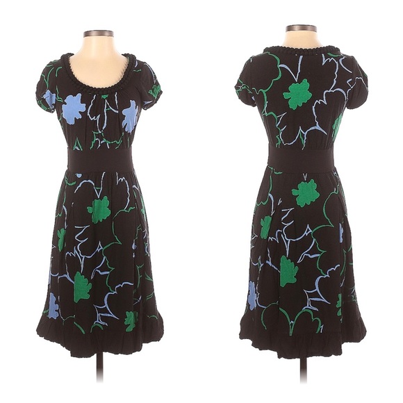 Anthropologie Dresses & Skirts - New Anthropologie Ric Rac Jersey Midi Dress Abstract Floral Blue Green Small